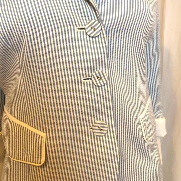 Pink Tartan Blue and White Seersucker Blazer  Jacket Size 2 EUC Summer c… - Picture 8 of 10